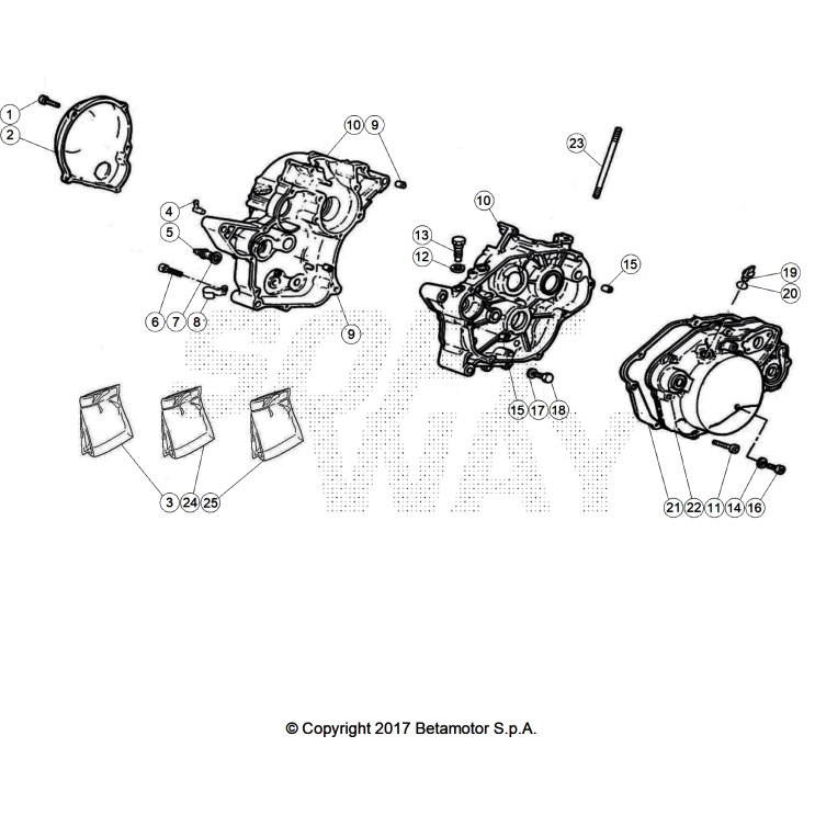 VUE ECLATEE CARTER MOTEUR BETA MOTARD 50 RR WHITE SPORT 2026